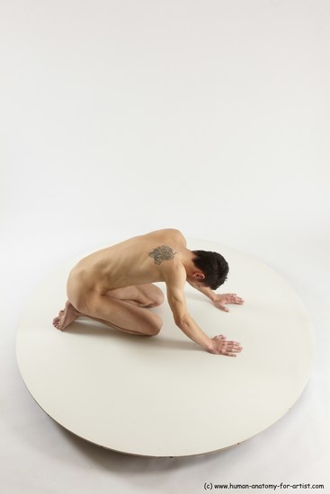 Nude Man White Athletic Short Brown Sitting poses - ALL Sitting poses - on knees Multi angles poses Realistic