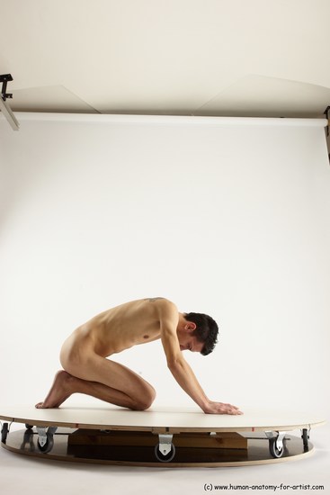 Nude Man White Athletic Short Brown Sitting poses - ALL Sitting poses - on knees Multi angles poses Realistic