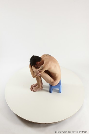 Nude Man White Sitting poses - simple Athletic Short Brown Sitting poses - ALL Multi angles poses Realistic