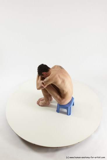 Nude Man White Sitting poses - simple Athletic Short Brown Sitting poses - ALL Multi angles poses Realistic