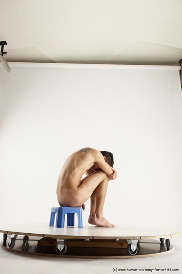 Nude Man White Sitting poses - simple Athletic Short Brown Sitting poses - ALL Multi angles poses Realistic