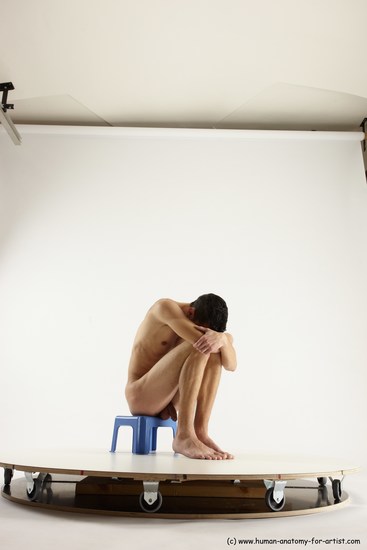 Nude Man White Sitting poses - simple Athletic Short Brown Sitting poses - ALL Multi angles poses Realistic