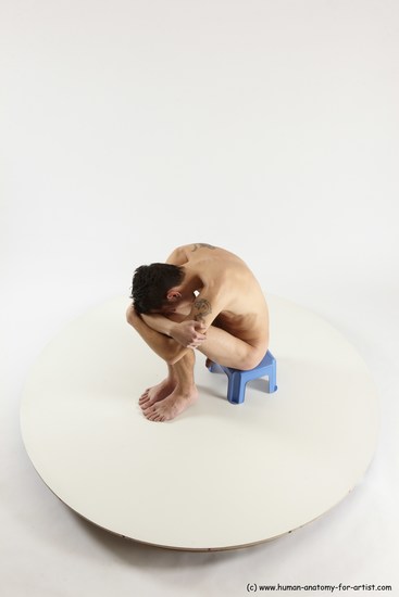 Nude Man White Sitting poses - simple Athletic Short Brown Sitting poses - ALL Multi angles poses Realistic