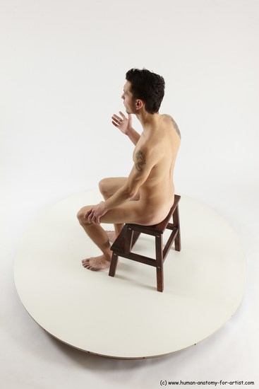 Nude Man White Sitting poses - simple Athletic Short Brown Sitting poses - ALL Multi angles poses Realistic