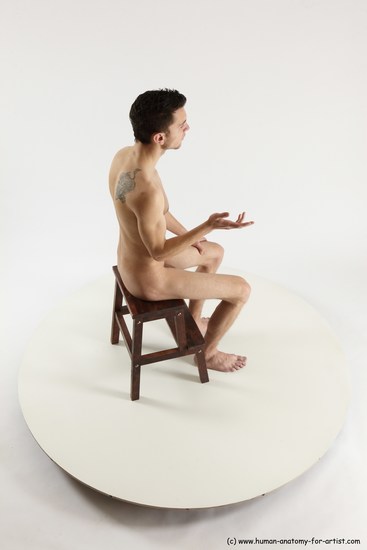 Nude Man White Sitting poses - simple Athletic Short Brown Sitting poses - ALL Multi angles poses Realistic