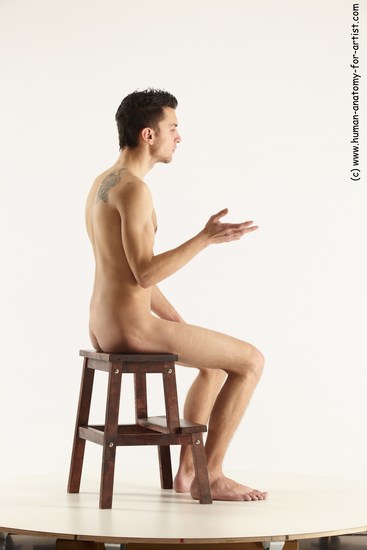 Nude Man White Sitting poses - simple Athletic Short Brown Sitting poses - ALL Multi angles poses Realistic