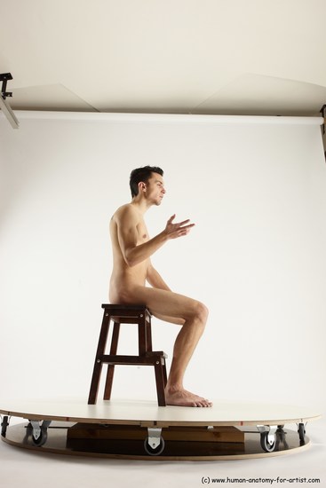 Nude Man White Sitting poses - simple Athletic Short Brown Sitting poses - ALL Multi angles poses Realistic