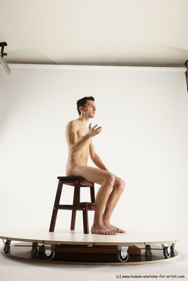 Nude Man White Sitting poses - simple Athletic Short Brown Sitting poses - ALL Multi angles poses Realistic