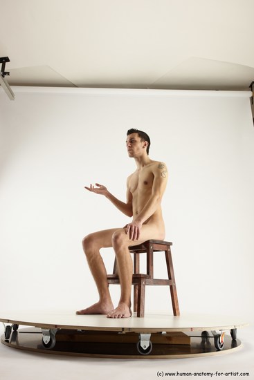 Nude Man White Sitting poses - simple Athletic Short Brown Sitting poses - ALL Multi angles poses Realistic