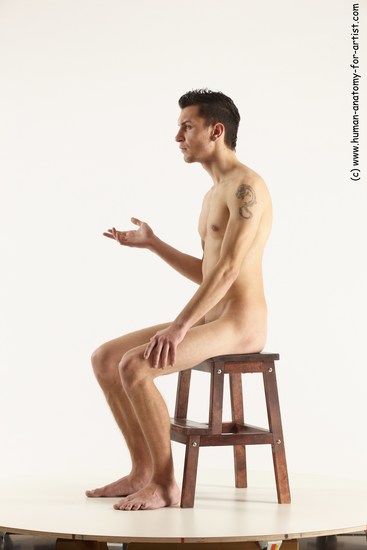 Nude Man White Sitting poses - simple Athletic Short Brown Sitting poses - ALL Multi angles poses Realistic