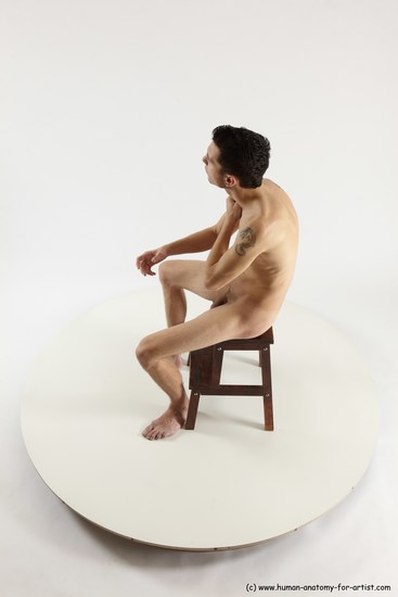 Nude Man White Sitting poses - simple Athletic Short Brown Sitting poses - ALL Multi angles poses Realistic