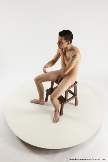 Nude Man White Sitting poses - simple Athletic Short Brown Sitting poses - ALL Multi angles poses Realistic