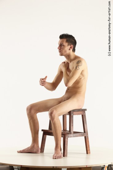 Nude Man White Sitting poses - simple Athletic Short Brown Sitting poses - ALL Multi angles poses Realistic