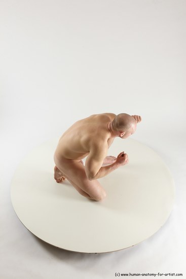 Nude Man White Slim Bald Sitting poses - ALL Sitting poses - on knees Multi angles poses Realistic