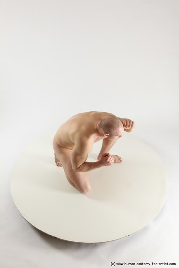 Nude Man White Slim Bald Sitting poses - ALL Sitting poses - on knees Multi angles poses Realistic