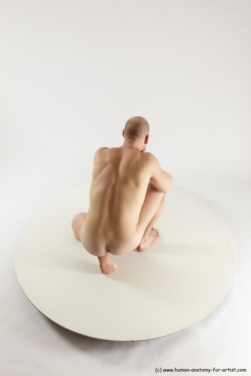 Nude Man White Slim Bald Sitting poses - ALL Sitting poses - on knees Multi angles poses Realistic