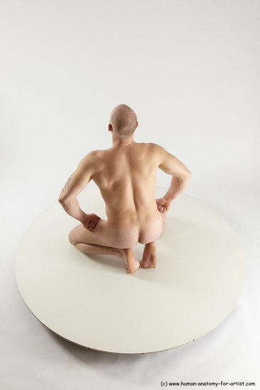 Nude Man White Slim Bald Sitting poses - ALL Sitting poses - on knees Multi angles poses Realistic