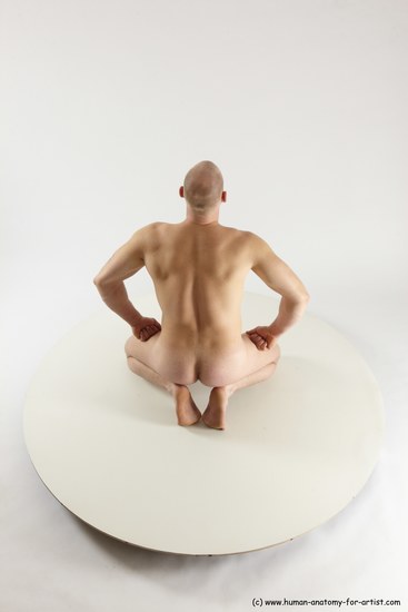 Nude Man White Slim Bald Sitting poses - ALL Sitting poses - on knees Multi angles poses Realistic