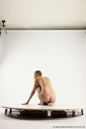 Nude Man White Slim Bald Sitting poses - ALL Sitting poses - on knees Multi angles poses Realistic