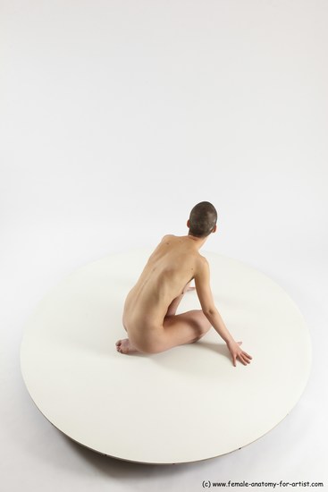 Nude Man White Slim Bald Sitting poses - ALL Sitting poses - on knees Multi angles poses Realistic