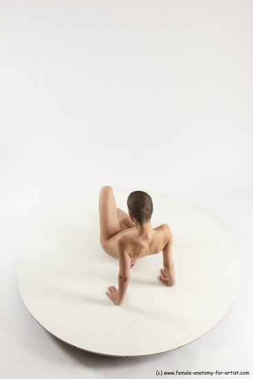 Nude Man White Slim Bald Sitting poses - ALL Sitting poses - on knees Multi angles poses Realistic