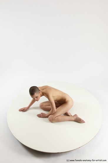 Nude Man White Slim Bald Sitting poses - ALL Sitting poses - on knees Multi angles poses Realistic