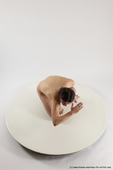 Nude Man White Slim Short Brown Sitting poses - ALL Sitting poses - on knees Multi angles poses Realistic