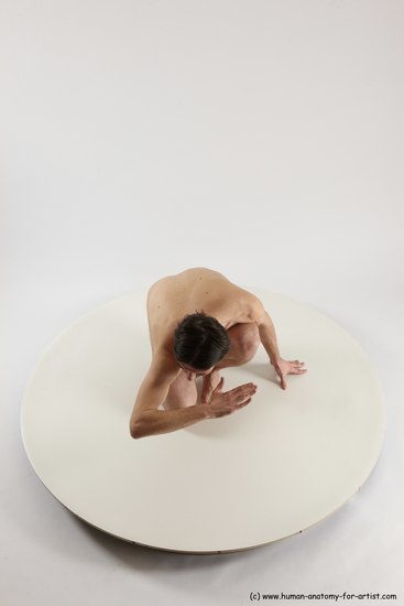 Nude Man White Slim Short Brown Sitting poses - ALL Sitting poses - on knees Multi angles poses Realistic