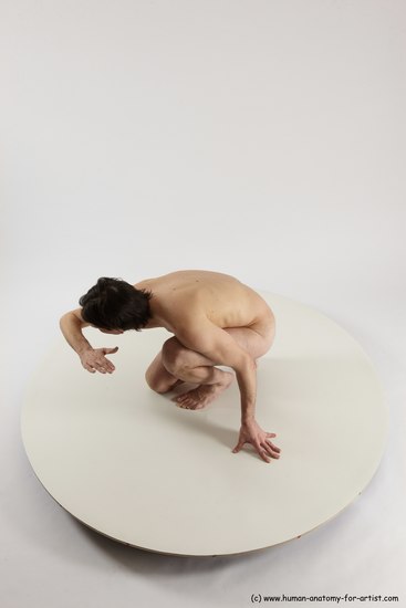 Nude Man White Slim Short Brown Sitting poses - ALL Sitting poses - on knees Multi angles poses Realistic