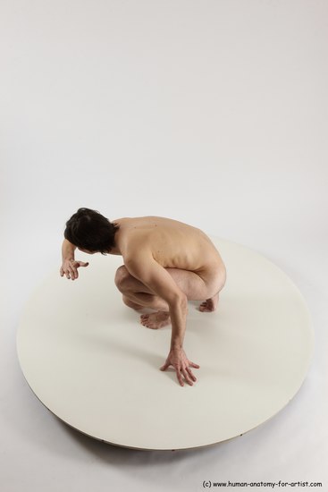 Nude Man White Slim Short Brown Sitting poses - ALL Sitting poses - on knees Multi angles poses Realistic