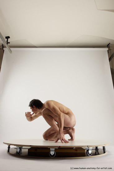 Nude Man White Slim Short Brown Sitting poses - ALL Sitting poses - on knees Multi angles poses Realistic