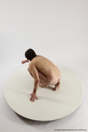 Nude Man White Slim Short Brown Sitting poses - ALL Sitting poses - on knees Multi angles poses Realistic