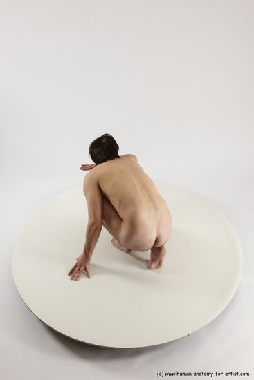 Nude Man White Slim Short Brown Sitting poses - ALL Sitting poses - on knees Multi angles poses Realistic