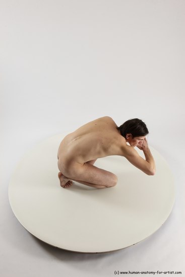 Nude Man White Slim Short Brown Sitting poses - ALL Sitting poses - on knees Multi angles poses Realistic