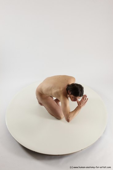 Nude Man White Slim Short Brown Sitting poses - ALL Sitting poses - on knees Multi angles poses Realistic