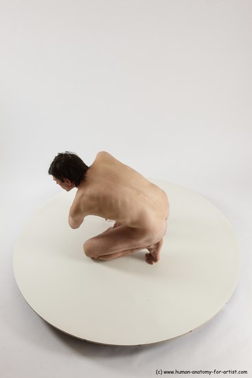 Nude Man White Slim Short Brown Sitting poses - ALL Sitting poses - on knees Multi angles poses Realistic