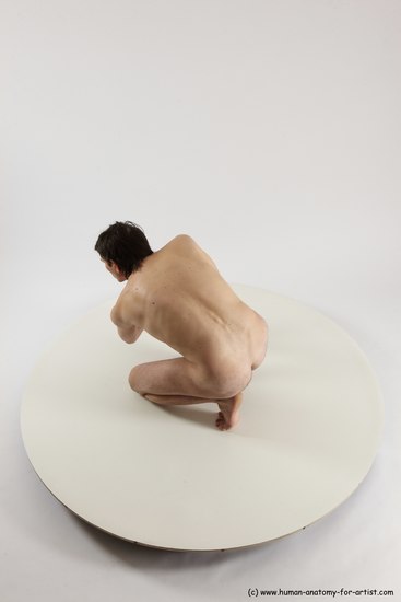 Nude Man White Slim Short Brown Sitting poses - ALL Sitting poses - on knees Multi angles poses Realistic