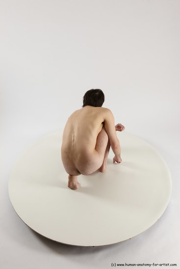 Nude Man White Slim Short Brown Sitting poses - ALL Sitting poses - on knees Multi angles poses Realistic