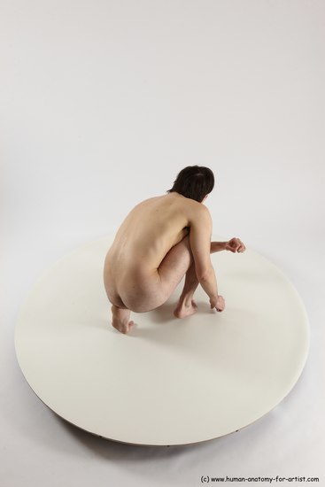 Nude Man White Slim Short Brown Sitting poses - ALL Sitting poses - on knees Multi angles poses Realistic