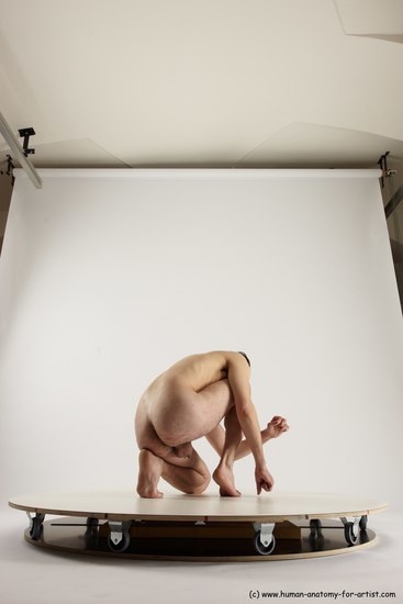 Nude Man White Slim Short Brown Sitting poses - ALL Sitting poses - on knees Multi angles poses Realistic