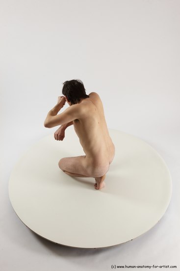 Nude Man White Slim Short Brown Sitting poses - ALL Sitting poses - on knees Multi angles poses Realistic