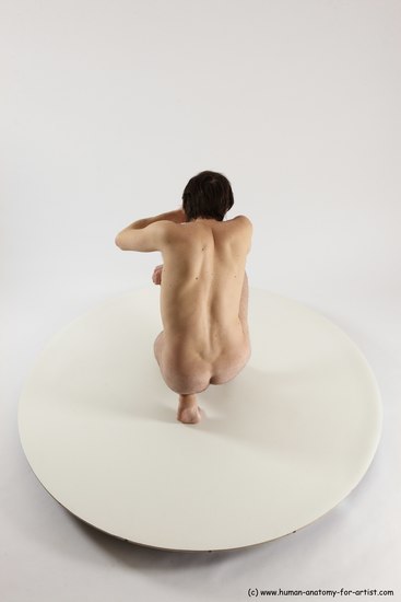 Nude Man White Slim Short Brown Sitting poses - ALL Sitting poses - on knees Multi angles poses Realistic