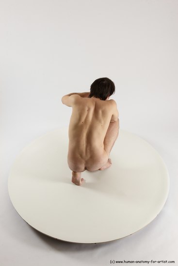 Nude Man White Slim Short Brown Sitting poses - ALL Sitting poses - on knees Multi angles poses Realistic