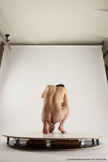 Nude Man White Slim Short Brown Sitting poses - ALL Sitting poses - on knees Multi angles poses Realistic