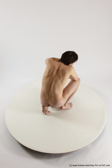 Nude Man White Slim Short Brown Sitting poses - ALL Sitting poses - on knees Multi angles poses Realistic