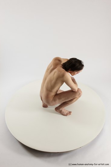 Nude Man White Slim Short Brown Sitting poses - ALL Sitting poses - on knees Multi angles poses Realistic