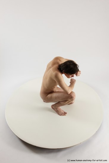 Nude Man White Slim Short Brown Sitting poses - ALL Sitting poses - on knees Multi angles poses Realistic