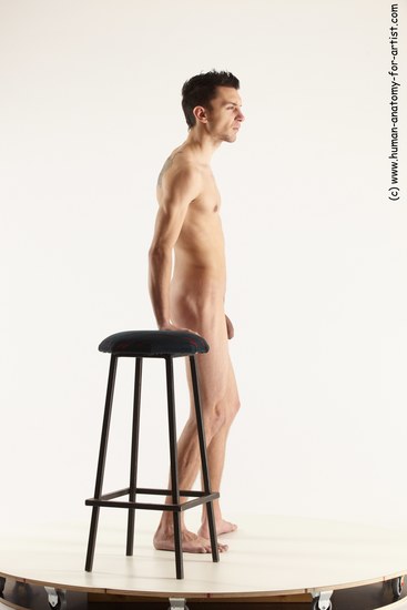 Nude Man White Standing poses - ALL Athletic Short Brown Standing poses - simple Multi angles poses Realistic