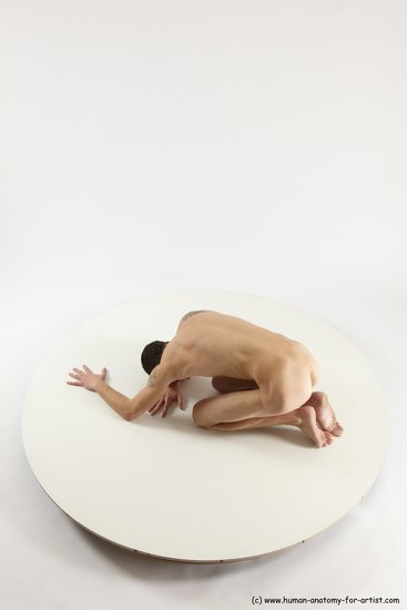 Nude Man White Kneeling poses - ALL Athletic Short Brown Kneeling poses - on both knees Multi angles poses Realistic