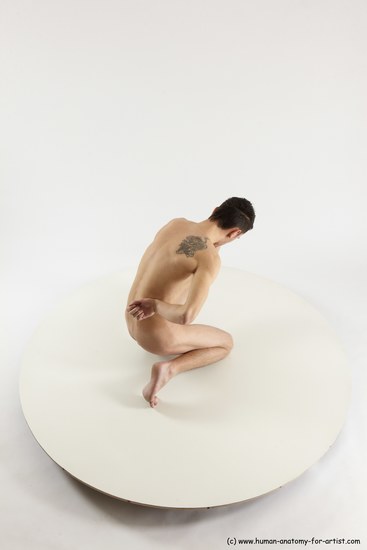 Nude Man White Kneeling poses - ALL Athletic Short Brown Kneeling poses - on one knee Multi angles poses Realistic